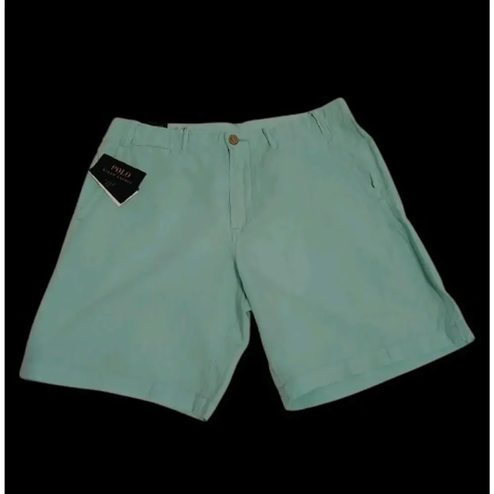 NWT Polo Ralph Lauren Mens 32 Linen Cotton Mint Green Classic Fit Shorts Travel